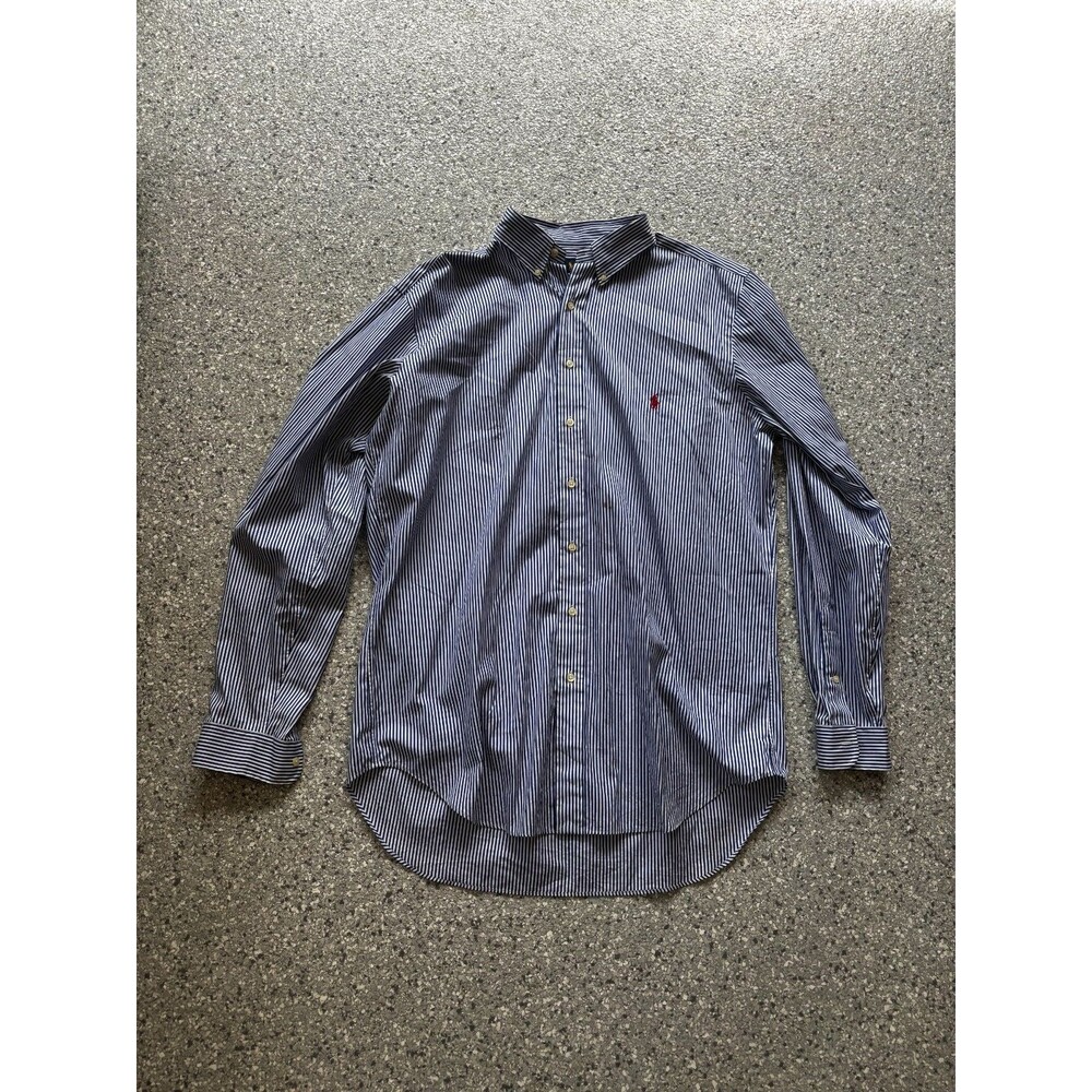 Ralph Lauren Blue Strip Tall Long Sleeve size Large two small stains